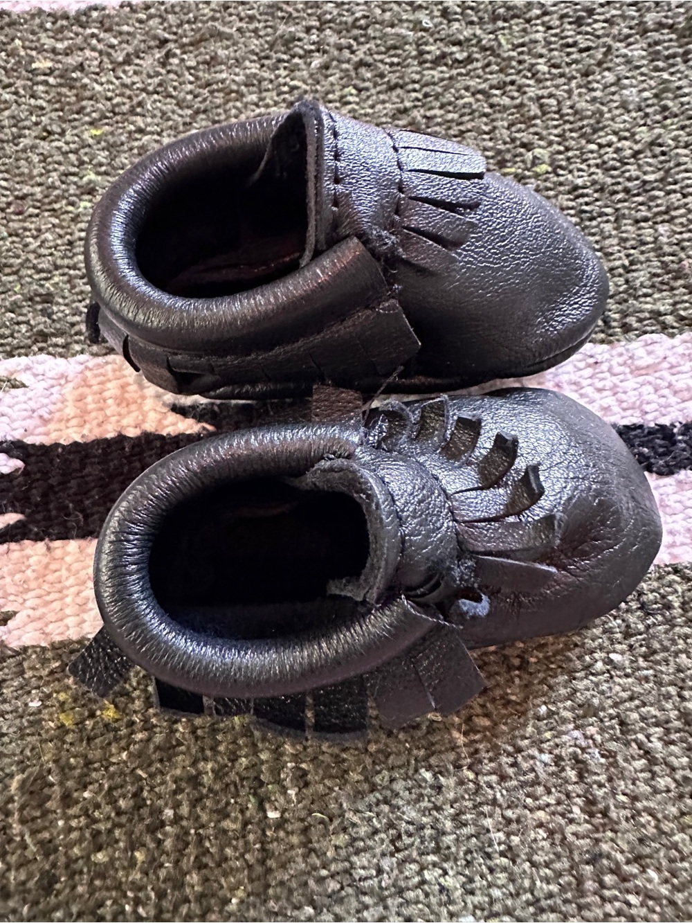 Freshly Picked Ebony/Black Leather Moccasin Baby Shoe - Picture 8 of 11